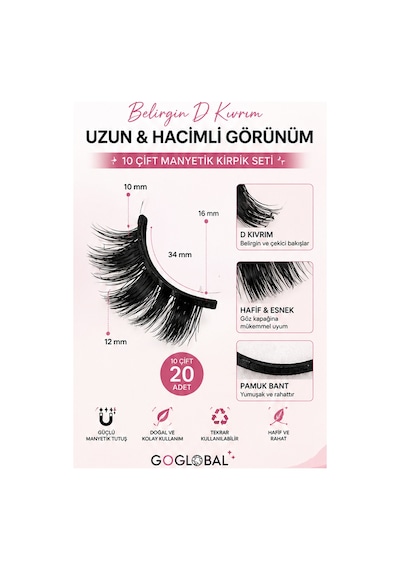 10 Çift D Kıvrım Takma Kirpik Seti Doğal Hacimli Bütün Kirpik 10-16 Mm Hafif Ve Tekrar Kullanıla