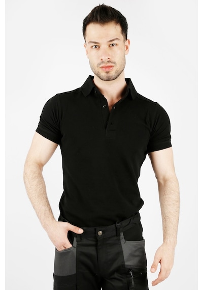 Uniprom Polo Yaka %100 Pamuk T Shirt Erkek Siyah Koyu Siyah
