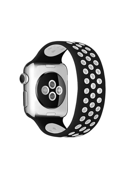 Newface Apple Watch Uyumlu 38mm Ayarlı Delikli Silikon Kordon - Siyah-beyaz
