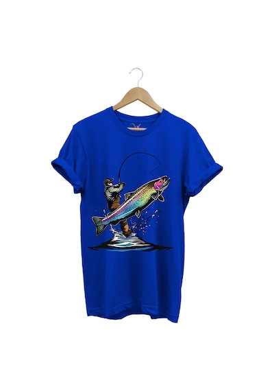 Olta İle Balıkçılık Fishing Balık Avcılığı Alabalık Turna Avcılığı Regular Fit %100 Pamuk Tişört Saks Mavi
