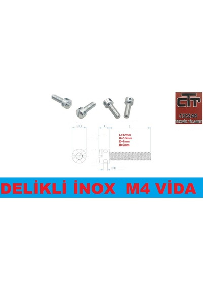 Akaryakıt Pompa- V.B Delikli Vida M4 Inox