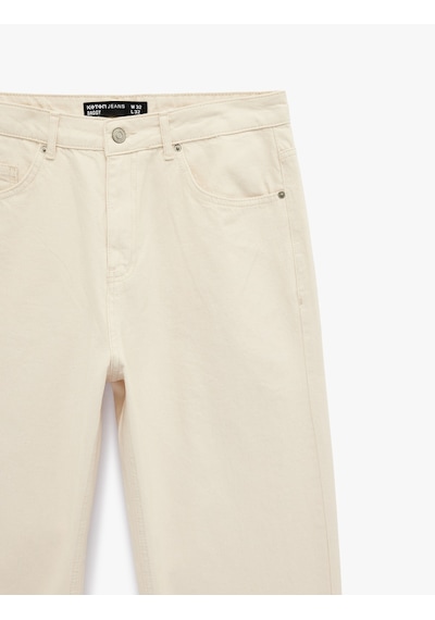 Koton Regular Fit Beş Cepli Pamuklu Bol Baggy Jean Pantolon Ekru 6sam40116nd Ekru