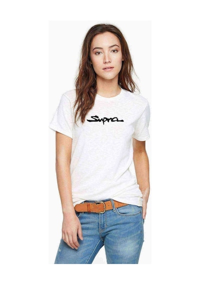 Araba Supra Logo Baskılı Beyaz Kadın Tshirt (534285165)