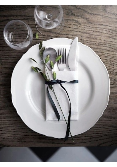 Ikea Upplaga Porselen 6 Kişilik 18 Parça Yemek Takımı 22-28 Cm Beyaz Yuvarlak