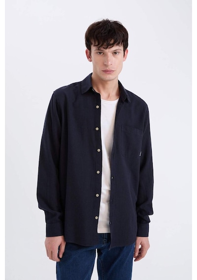 DeFacto %100 Pamuk Regular Fit Basic Düz Uzun Kollu Gömlek D7079AX25SPNV82