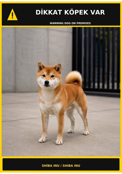Dikkat Köpek Var Shiba Inu Görselli Pvc Uyarı Levhası 21x30cm