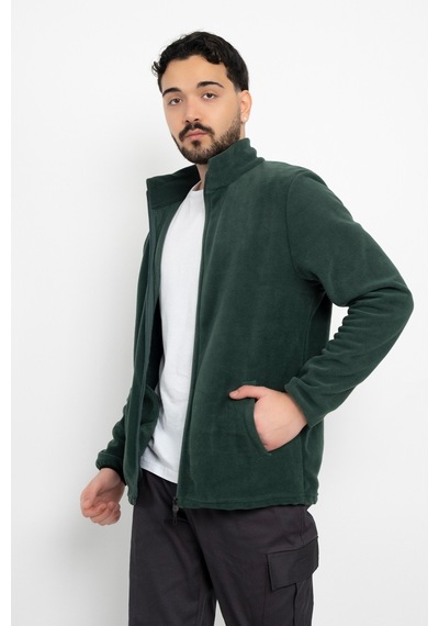Dasüniforma Unisex Anti-pilling Tüylenme Yapmayan Standart Fit Tam Fermuarlı Soğuk Geçirmez Polar Hırka Yeşil