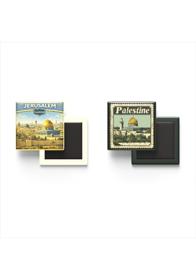 9x9 Cm Buzdolap Magnetleri - Filistin - Palestine - 2'li Retro Ve Pul Seti