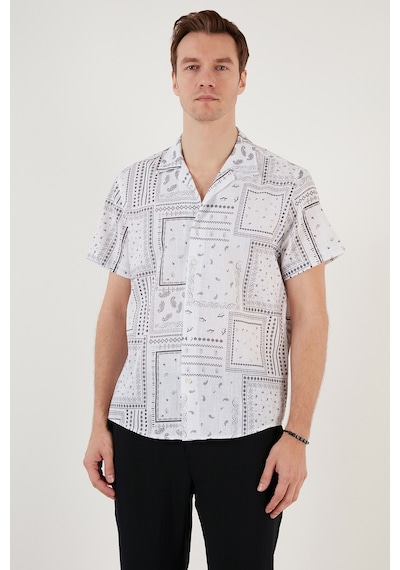 Buratti Pamuklu Regular Fit Kısa Kollu Erkek Gömlek Cf24S117514 Beyaz