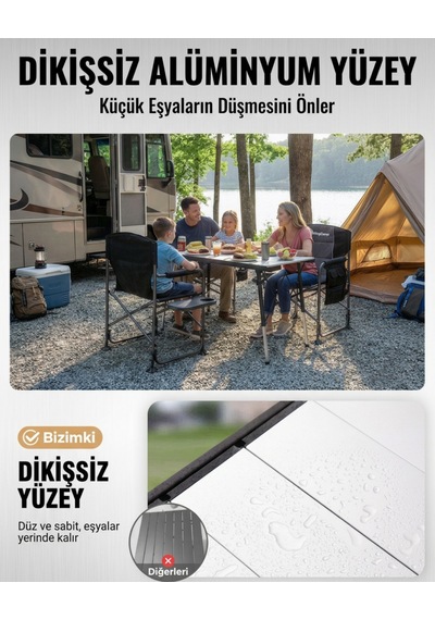 Kingcamp Granıte C14070 140x70 Cm Geniş Katlanır Lux Kamp Masası Gri