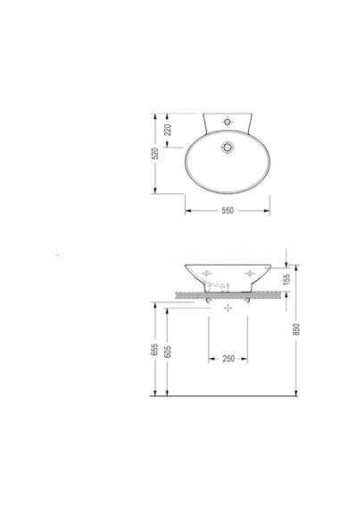 Serel - Chamonix Tezgah Üstü Lavabo 55 Cm Beyaz - Ch01tds000- Beyaz