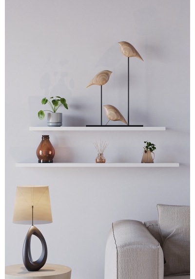 Yankı-BYEG 2li 70 cm 80 cm Mat Beyaz Mdf Duvar Rafı Gizli Bağlantı Kitaplık