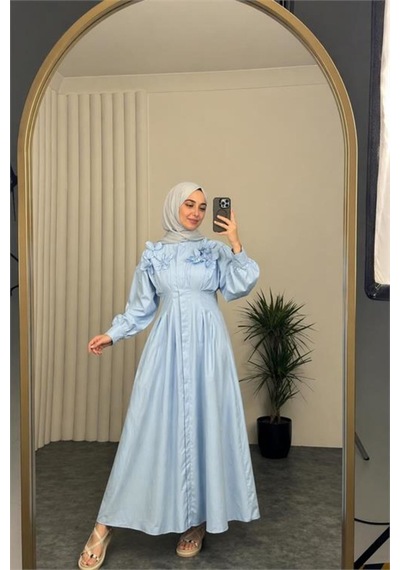 Neşeli Butik Kadın Bebe Mavi Belden Oturtmalı Çiçek Detaylı Premium Tesettür Elbise Nbvq4933 Bebe Mavisi Neşeli Butik Kadın Bebe Mavi Belden Oturtmalı Çiçek Detaylı Premium Tesettür Elbise Nbvq4933 Bebe Mavisi