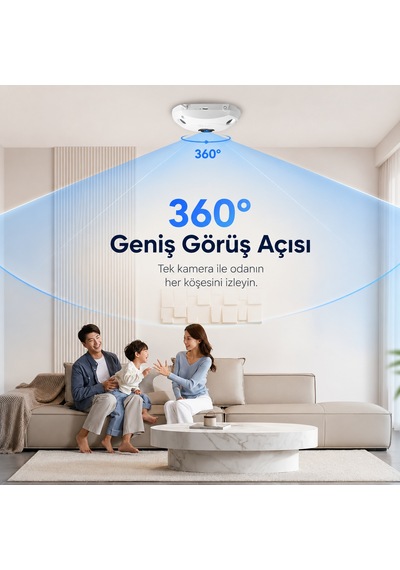 Uninet 360 Derece Balık Gözlü Wifi Güvenlik Kamerası Uzaktan Izleme, Hareket Bildirimi Ve Bulut Kayıt Yapabilen Ip Kamera