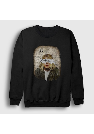 Presmono Unisex Paper Nirvana Kurt Cobain Sweatshirt Siyah