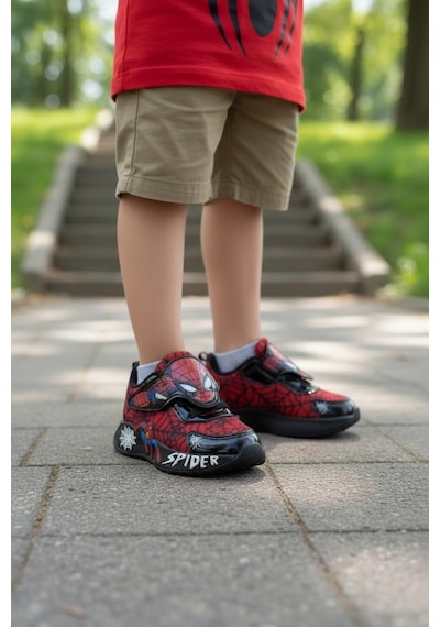Spıderman 838 Erkek Çocuk Işıklı Sneaker Kırmızı