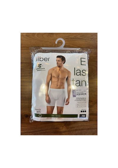 Jiber Erkek Toplanmaz Yukarı Kaymaz Pamuklu Likralı Uzun Boxer 3'lü Paket Beyaz Jiber Erkek Toplanmaz Yukarı Kaymaz Pamuklu Likralı Uzun Boxer 3'lü Paket Beyaz