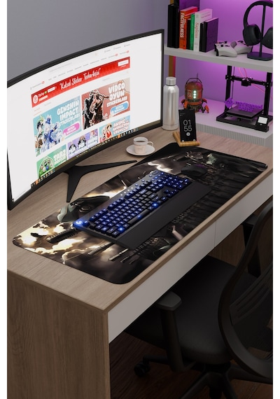 Youjo Senki Kaymaz Dikişli Kauçuk Oyuncu Mousepad V4 - 90x40 Xxl Gaming Mouse Pad Fare Altlığı