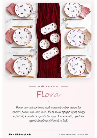 Tr Flora Lüx Seramik 10 Parça 6 Kişilik Kahvaltı Takımı Seti Genel