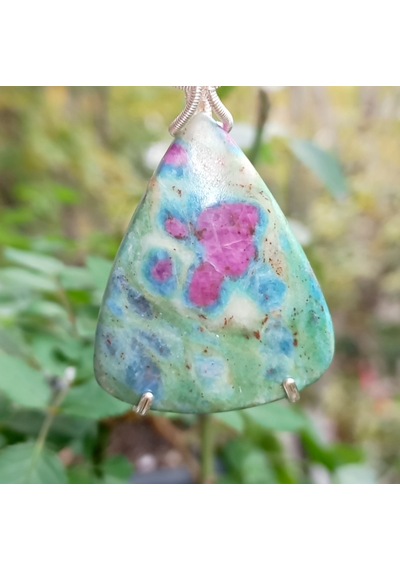 2574 Ruby Fuchsite İyolit Florit Ceyt Yakut Hematit El Yapımı Kolye Çok renkli