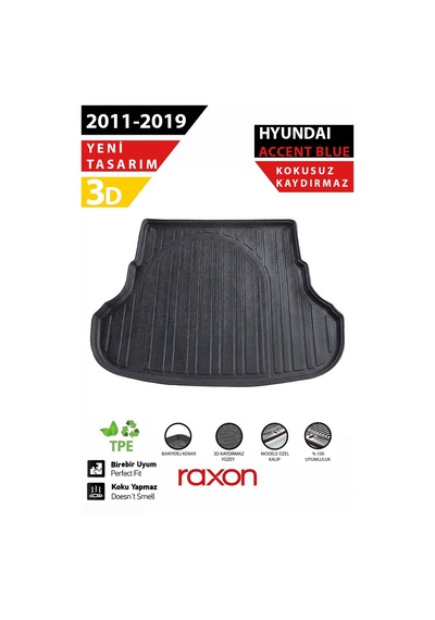 Hyundai Accent Blue Sd 2011-2019 Bagaj Havuzu 3d Özel Kalıp Su Geçirmez, Kaymaz