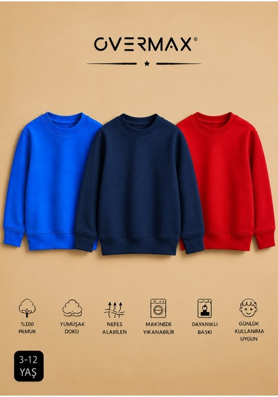 Overmax 3 Lü Çocuk Kapüşonsuz Sweatshirt Seti 3-12 Yaş Saks Mavi-lacivert-kırmızı - 920220367 Saks Mavi-lacivert-kırmızı Overmax 3 Lü Çocuk Kapüşonsuz Sweatshirt Seti 3-12 Yaş Saks Mavi-lacivert-kırmızı - 920220367 Saks Mavi-lacivert-kırmızı