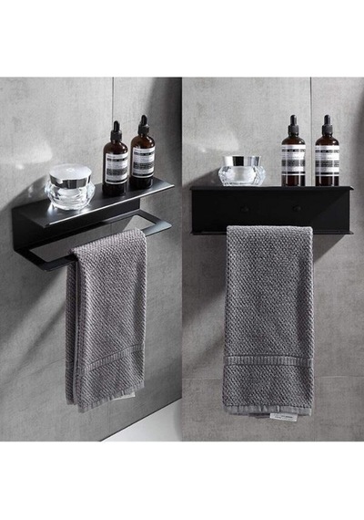Dione Store Dekoratif Metal Siyah Mutfak Banyo Rafı Havlu Askılık Duvar rafı Ve Askılık Siyah