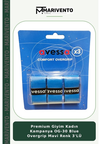 Premium Giyim Kadın Kampanya Og-30 Blue Overgrip Mavi Renk 3'lü