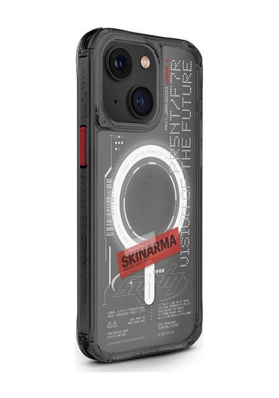 Apple Uyumlu iPhone 15 Kılıf Skinarma Magsafe Şarj Özellikli Yazı Desenli Airbagli Orion Kapak Siyah