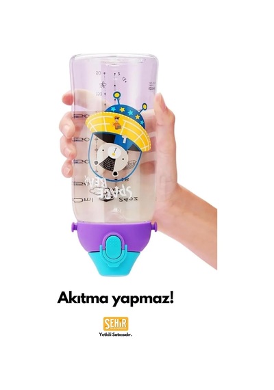 Uzspace 500ml Askılı Kulplu Pipetli Tritan Çocuk Su Matarası Pembe-mavi Genel