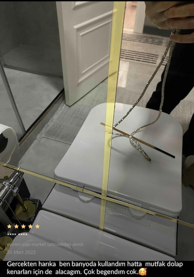 20 Mm X 2800 Mm Mat Altın Sibu Aynalı Pleksi Şerit Mobilya Süsü