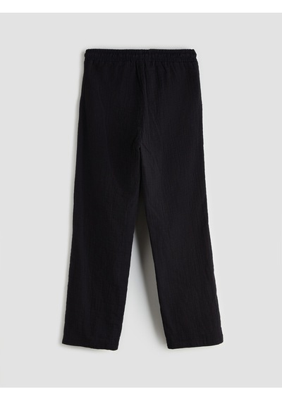 Lcw Comfort Siyah Beli Lastikli Dokulu Kadın Pantolon