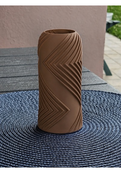 3d Baskı Vector Vazo - Geometrik Çizgili Dekoratif Vazo-kahverengi Diğer