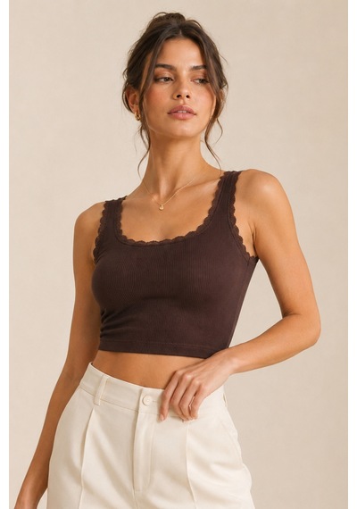 Loule Kadın 4'lü Dantel Detaylı Fitilli Crop Top Çok Renkli Pamuklu