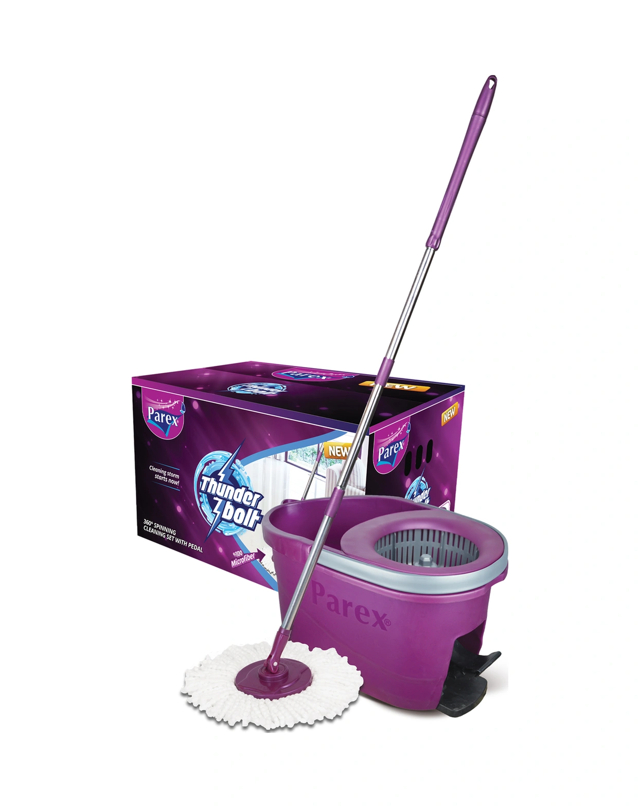 Thunderbolt Pedallı Otomatik Temizlik Seti Ve 3'lü Yedek Mop