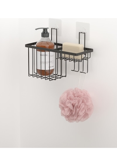 Teknotel Düzenleyici Şampuanlık Banyo Duş Rafı Mat Siyah St309 Krom