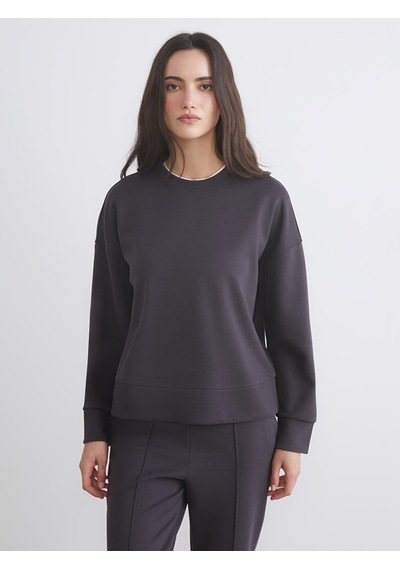 Lcw Vision Siyah Bisiklet Yaka Kadın Sweatshirt