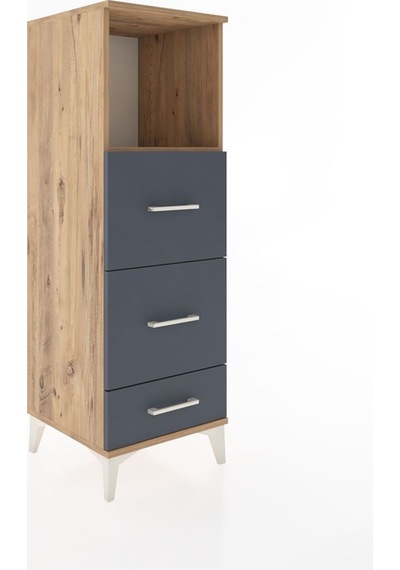 Hyperion Dolap Tek Raflı 3 Çekmeceli 44x44x134 Çam-antrasit Atlas Çam