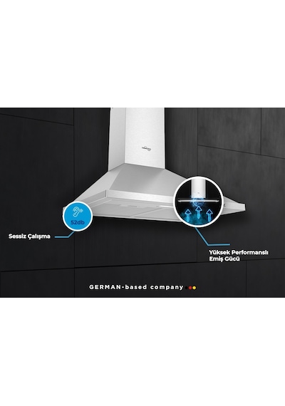 Tommatech TDP6001IM Piramid 60 CM Duvar Tipi Davlumbaz Inox