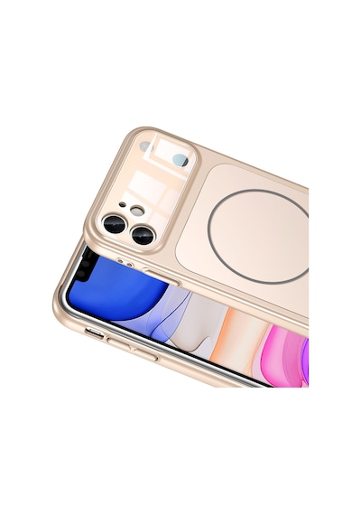 Apple Uyumlu iPhone 11 Kılıf Şarj Özellikli Kamera Lensli 1.8mm İnce Sert Formen Kapak Gold