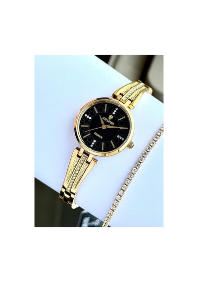 Rym-1043 Quartz Kadın Kol Saati - Su Geçirmez - Kasa Ve Kordon Çelik - 2 Yıl Garanti Gold-siyah Sarı