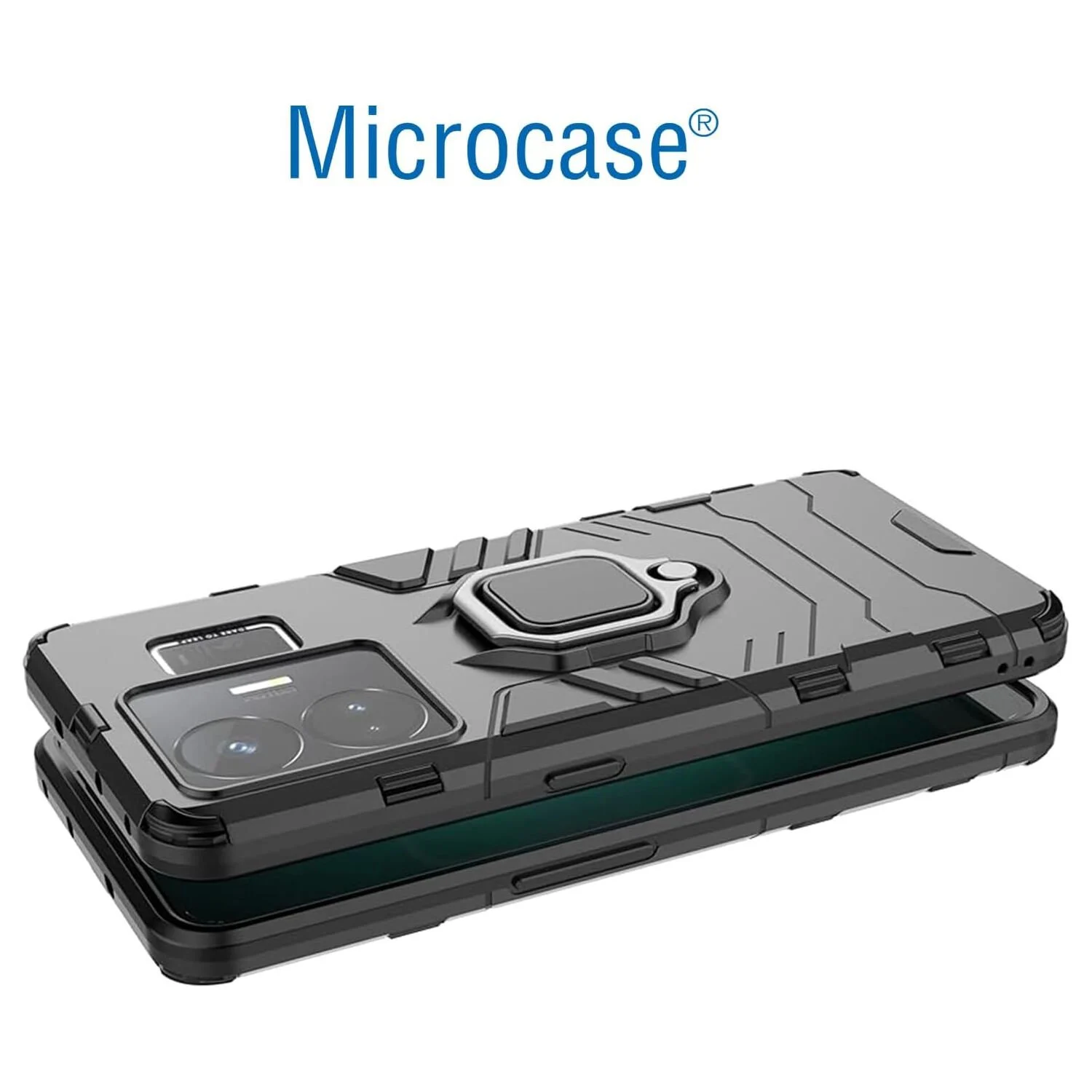 Microcase Realme Gt3 / Gt Neo 5 Batman Serisi Yüzük Standlı Armor Kılıf Siyah - Al3349