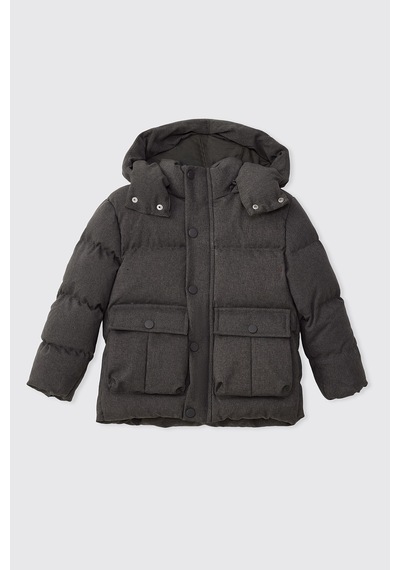 Panço Erkek Çocuk Çıkarılabilir Kapüşonlu Gri Mont 2621bk21011