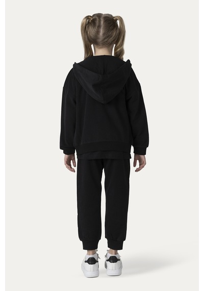 Unisex Çocuk Fermuarlı Siyah Sweatshirt 17013617