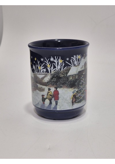 Vintage Christmas Kar Yağışı Temalı Porselen Kupa 9cm 005 Çok Renkli