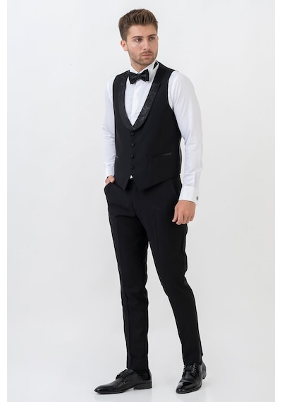 White Stone Ecatepec D113 Slim Fit Şal Yaka Damatlık Takım Elbise Siyah - 44 Siyah