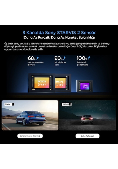 Viofo A229 Ultra 3 Kameralı Ön+iç+arka Dış Su Geçirmez 4k+4k+1080p Sony Starvis 2 Sensörlü Hdr Wi-fi 6 Gps'li Araç Kamerası