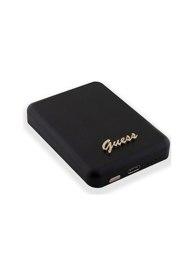 Guess Lisanslı Magsafe Şarj Özellikli Metal Yazı Logolu Powerbank 5000mah 15w Siyah