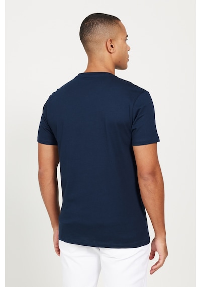 AC&Co / Altınyıldız Classics Erkek Beyaz-lacıvert 2'li Paket Slim Fit Dar Kesim Pamuklu Basic Tişört Beyaz - Lacivert
