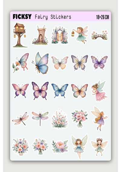 Sevimli Peri Sticker Seti - 50 Adet Etiket Çıkartma Diğer